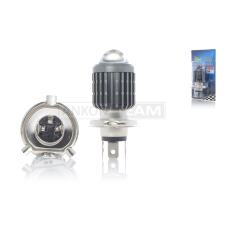 Лампа фари діодна H4 12V 35/35W 2 кристали, білий/жовтий, лінза "LIPAI"