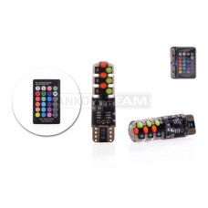 Лампа діодна безцокольна габарита T10 W5W RGB LED +пульт