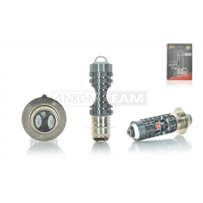 Лампа фари діодна P15D‑25‑1 12V 35/35W 1 вус, білий/жовтий, лінза, червоний габарит "LIPAI"