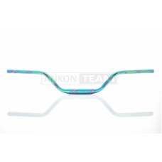 Кермо мото d22‑28‑22, L770, h110 сталеве (#Plasma, бірюза/бузок/хром)